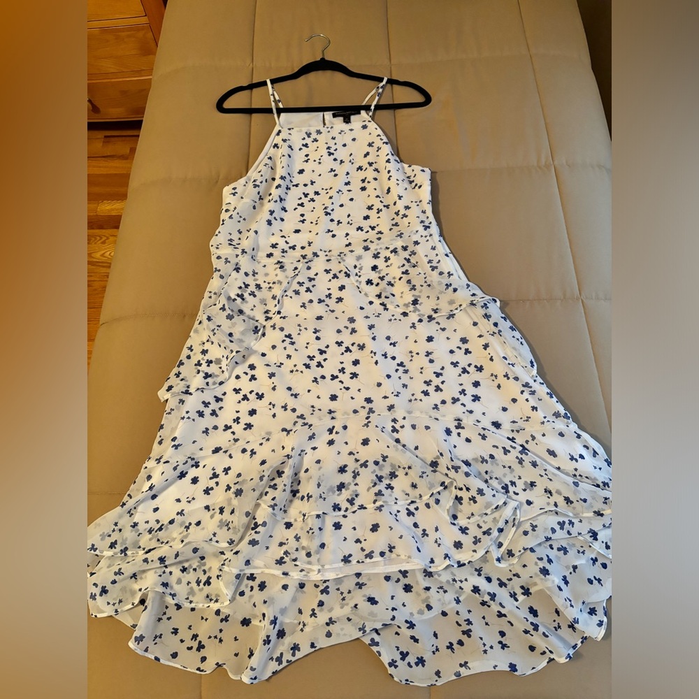 Banana Republic White & Blue Floral Midi Dress